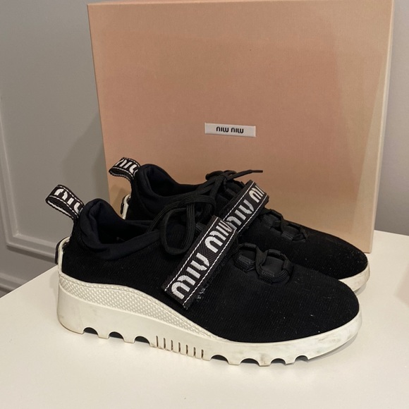 MiuMiu Black Stretch Sneakers - Picture 1 of 8